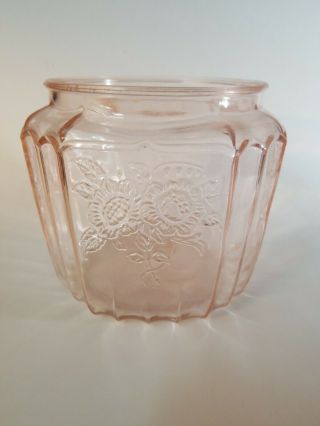 Vintage Anchor Hocking Pink Mayfair Open Rose Depression Glass Cookie Jar No Lid