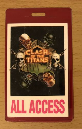 1991 Clash Of The Titans Tour Laminate Backstage Pass Slayer Anthrax Megadeth