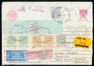 Mayfairstamps Estonia 1992 Tartu Registered To Sweden Air Mail Cover Wwi71057
