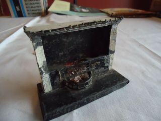 Antique Tin Possibly German Dollhouse Doll House Detailed Fireplace - Old