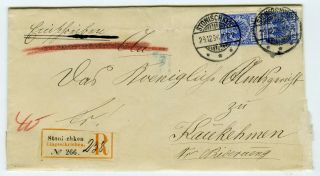 1896 Stonishken Memel East Prussia Lithuania Registered Cover