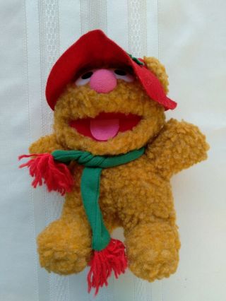 Baby Fozzie Bear Christmas Plush Stuffed Toy 7 " Sesame Street Muppets 1987