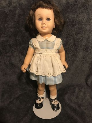 Vintage Mattel Chatty Cathy Doll Stand Freckles In Blue Dress White Apron