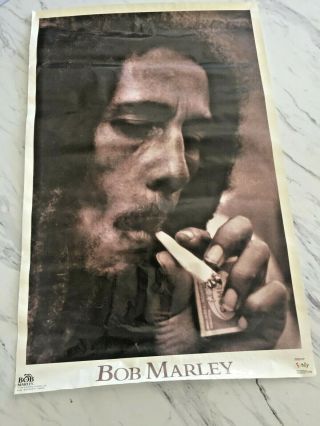 Vintage Poster Bob Marley Reggae Smoking Joint 22 " X 34 "