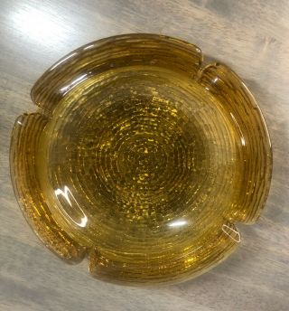 Vintage Anchor Hocking Soreno Harvest Gold Ashtray 8.  75 " Large Amber Mcm (423)