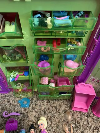 2004 Polly Pocket Rolling Storage Case Plus Tons Of Items & Pets