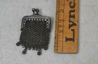 Period Doll Purse Small Chainmail 1.  25 X 1.  5 In Miniature Metal 19th C