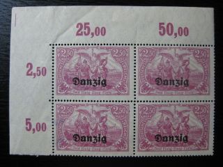 Danzig Gdansk Mi.  12 P Or (part Mnh) Stamp Block Of 4 Cv $77.  75