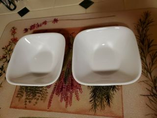 Set Of 2 Small Square Bowls Corelle Winter Frost White 5 "
