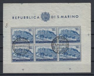 San Marino 1950 Stagecoach Air Mail Mini Sheet Sc C62a (ap103)