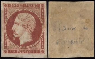 France 1853 - 1861,  Napoleon Iii,  1 Fr Val Fournier Forgery Rr Stamp N915
