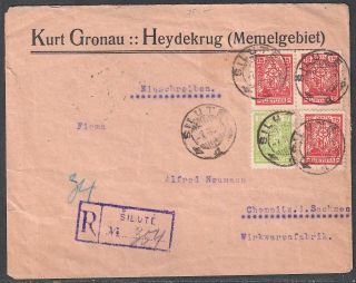 Lithuania 1923 Registered Cover To Germany With Mi 216,  218 (3)