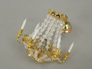 Ornate Miniature Vintage Artisan Brass Electric Dollhouse Chandelier