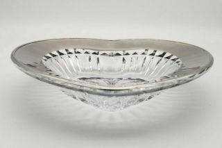 Vintage Cut Crystal Heart Silver Rim Candy Trinket Dish 3