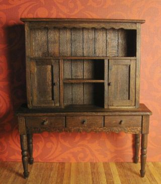 Vintage Dollhouse Sonia Messer English Country Cupboard,  Handcrafted With Label
