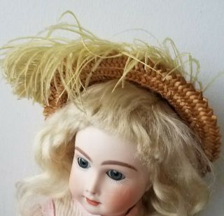 Antique VTG Straw Doll Hat for French German Bisque Head Size of 8.  5 