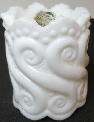 Vintage Toothpick Holder - Kanawha Dunbar Wv Art Glass - S Repeat - White Milk Glass