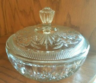 Vintage Avon Clear Cut Glass Candy Dish With Lid 6 X 4,  Nuts,  Mints Trinket Dish