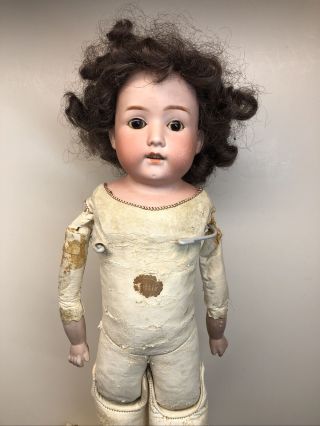 21” Antique Germany Bisque Doll Heubach 275 3/0 Eh Leather Kid Body Stat Eyes L