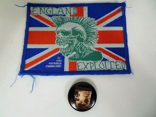Nos Vintage The Exploited England Flag Patch Punk Mohawk Beat The Bastards Pin