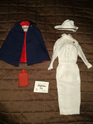 Barbie Doll Clothes Registered Nurse 991 - Vintage 1961 Dress Cape Hat Outfit