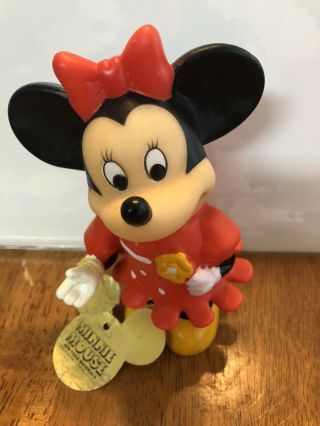 6 Inch Vintage Disney Minnie Mouse & Donald Duck Figurines Coin Banks With Tags