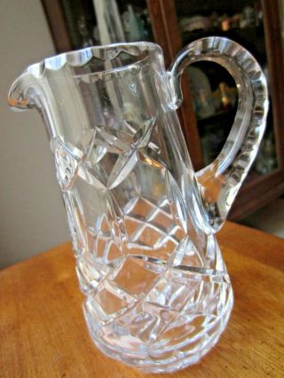 Crystal Cut Glass Creamer,  Diamond Cut,  5.  5 " Tall,  Piece