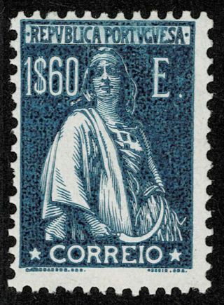 Portugal 1924 1$60 Blue Ceres Perf 12x11½ Og Nh [ce291]