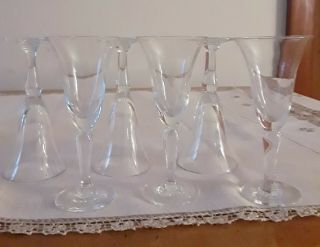 Set Of 6 Vintage Clear Glass,  Stemmed Cordial Glasses