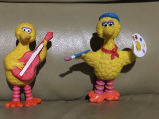 2 Vintage Sesame Street Big Bird Pvc Figures Or Cake Toppers