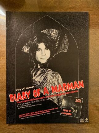 Ozzy Osbourne / Randy Rhoads - Promo Poster Ad Rare Vintage 1981 Ex