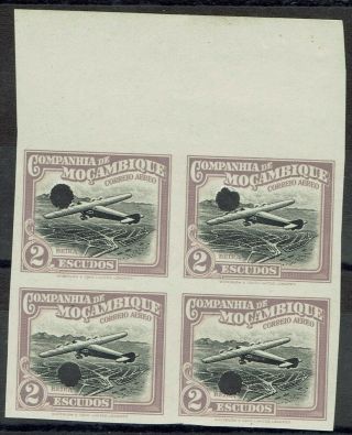 Mozambique Company 1935 Airmail 2e Imperf Proof Block Mnh