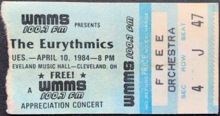 The Eurythmics - Touch Tour Concert Ticket Stub - Cleveland,  Oh April 10th,  1984