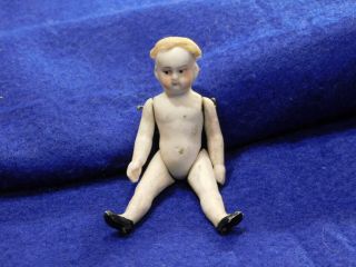 Antique 3 1/2 " Bisque Doll.  Jointed Arms And Legs.
