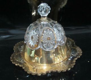 Eapg Duncan & Miller Star In Oval Pattern Covered Butter Dish Late 1800 