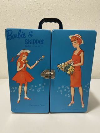 Vintage Mattel Spp 1964 Barbie & Skipper Blue Carrying Case/trunk Double Doll