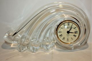 Vintage Mikasa Crystal Glass Clock Clearwater Mantel /table Clock German Quartz