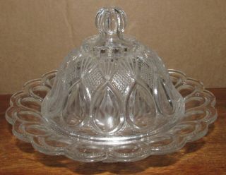 Eapg Us Glass Maryland Pattern Covered Butter Dish Late 1800 