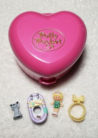 Vintage Polly Pocket - Bath Time Fun Ring And Case - Complete - 1991