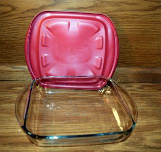 Anchor Hocking 8 Inch Square Clear Glass Cake Baking Pan W/lid