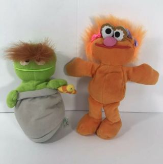 Sesame Street - Tyco - Beanie Oscar The Grouch & Zoe - Stuffed Plush 6 " - 1997