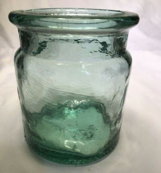 Thick Blue Green Aqua Teal Art Glass Vase /jar,  Blown Glass