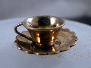 Vintage Artist Made Sterling Silver Teacup 1:12 Dollhouse Miniature