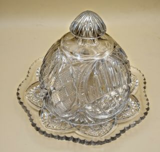 Vintage Pressed Glass Covered Butter/cheese Dish Collectable Very Old