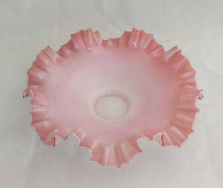 Vintage Fenton Candy Dish Pink Milk Glass Ruffle Trimmed Vanity Candy Dish