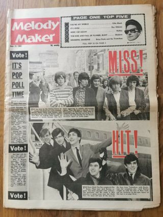 Melody Maker Newspaper June 13th 1964 Rolling Stones Dave Clark Five Cover