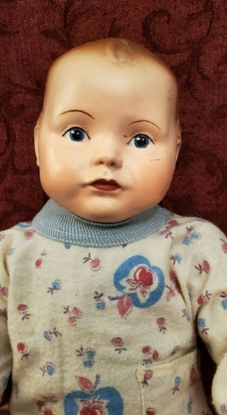 Vintage/antique Baby Boy Doll Composition/cloth Straw Stuffed Jointed 14 Inches