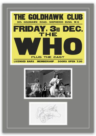 The Who 1965 Goldhawk Concert Poster And Autographs Memorabilia Poster Unframed
