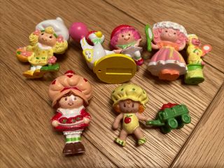 5 Vintage 1980s Miniature Mini Strawberry Shortcake Pvc Toys Figures Bundle