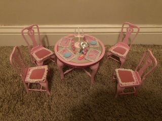 Extremely Rare Vintage Barbie Sweet Roses Dining Set Almost Complete